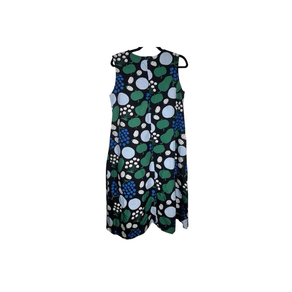 Marimekko x Uniqlo Fruit Print A Line blue Dress -Sleeveless -Pockets sz MED - Picture 3 of 8